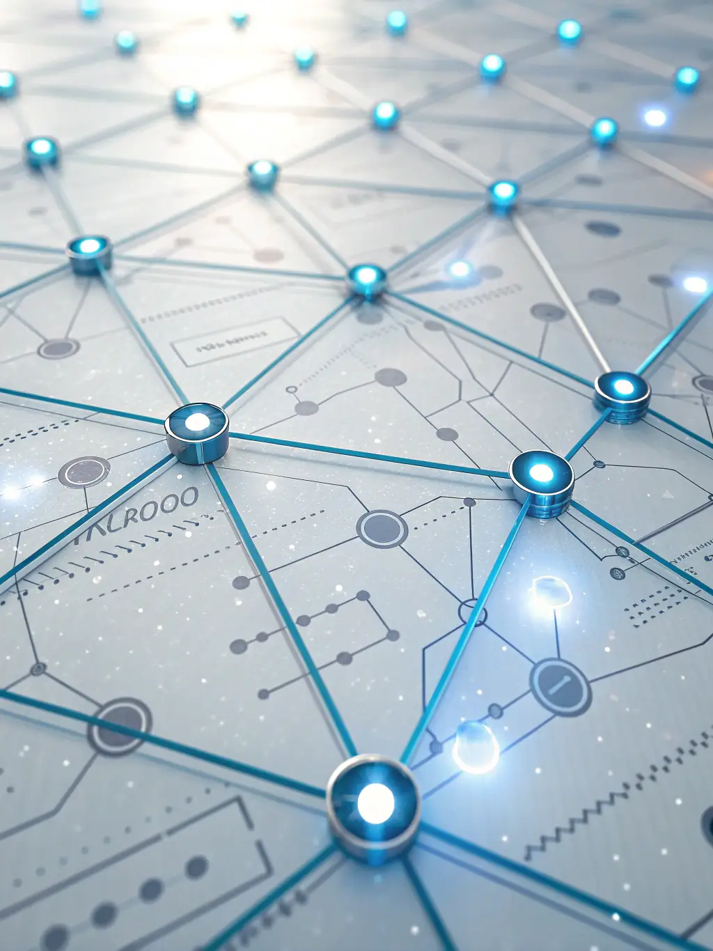 An abstract image representing AI-powered automation, with interconnected nodes and flowing data streams, depicting Signal and Spark's Clear aiworkflows service.